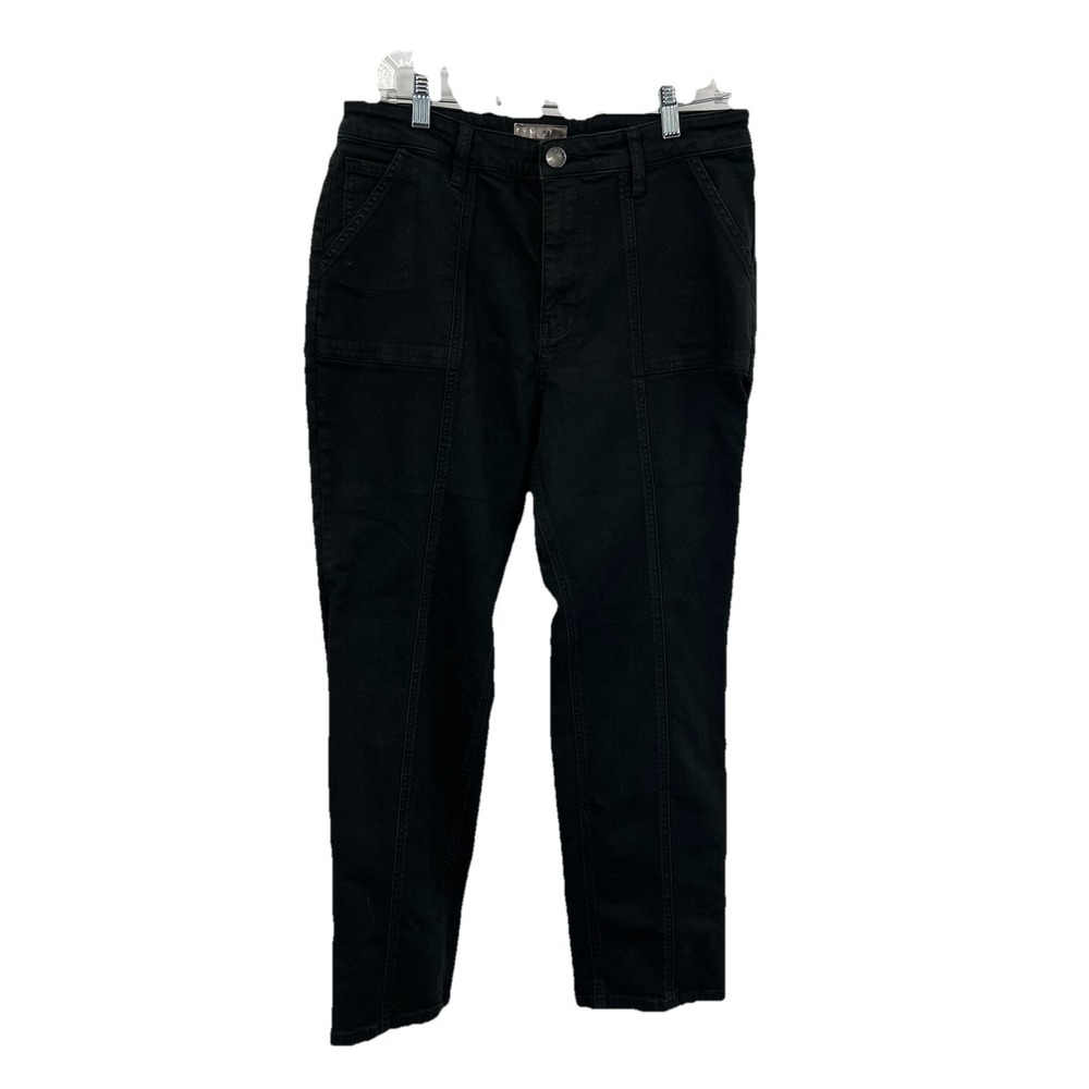 Kut From The Kloth Reese High Rise Ankle Straight Leg Jeans 12 Black Flap